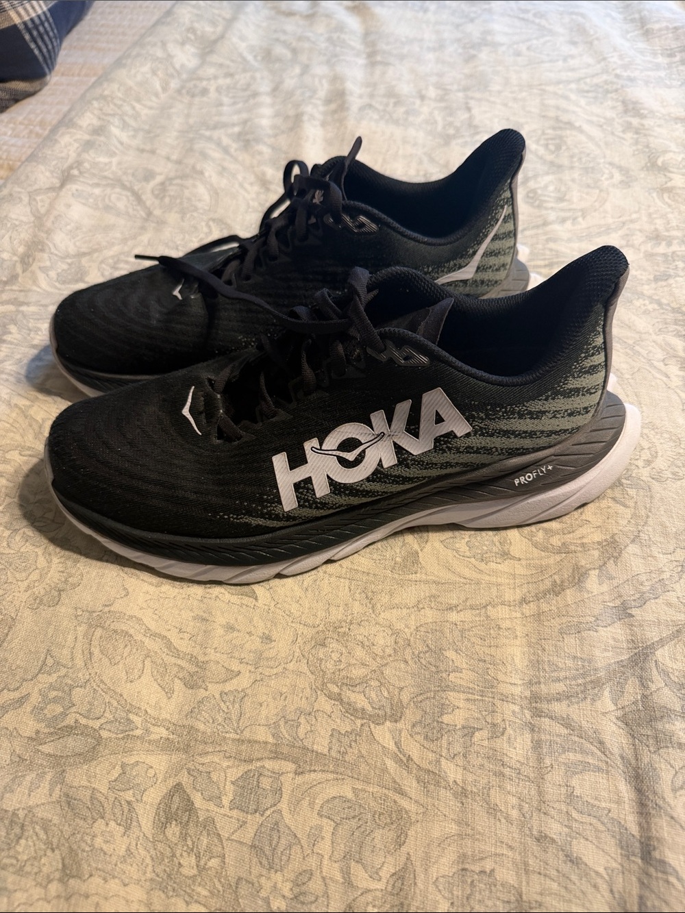 Hoka Women's Mach 5 Black and White Running Sneakers